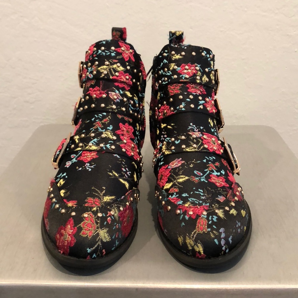 River Island floral zip ankle boots 7.5-8 unique! - Picture 3 of 8